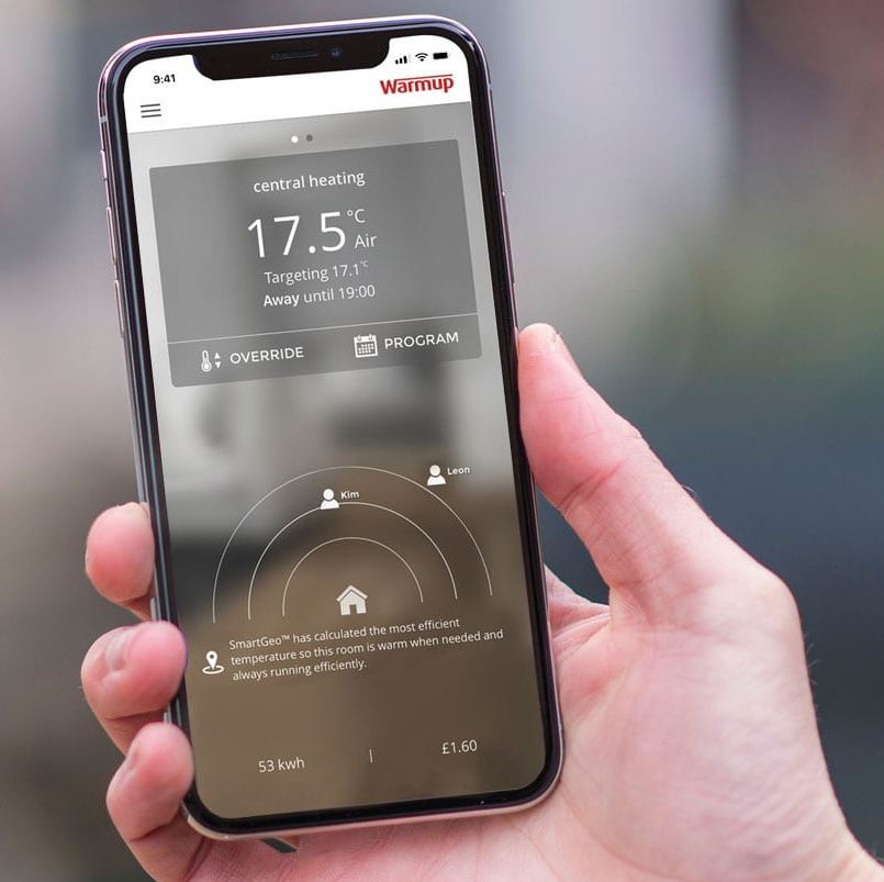 A Warmup Radiant Heating System being controlled remotely through the MyHeating App.