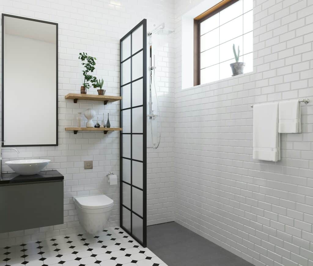 A tiled wet room with electric radiant underfloor heating, heated bathroom floor cost.