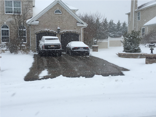 a heated driveway operating in the middle of snow